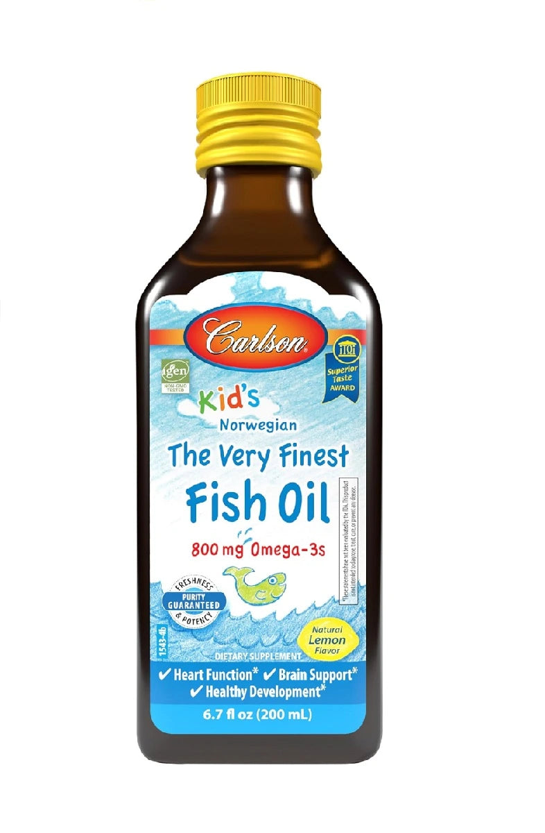 Carlson Labs Huile de Poisson de Très Bonne Qualité pour Enfants - 200 ml Citron
