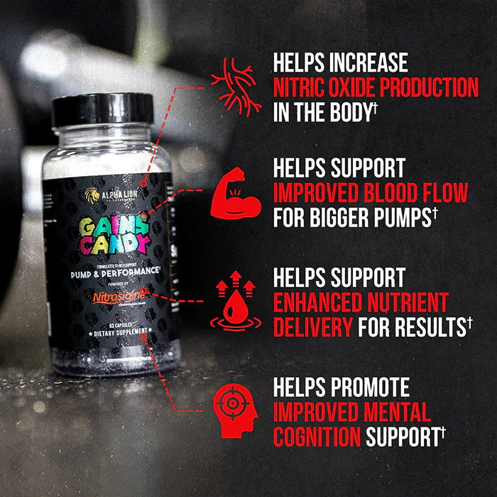 Alpha Lion Gains Candy Nitrosigine® - Premium Nitric Oxide Support 63 caps