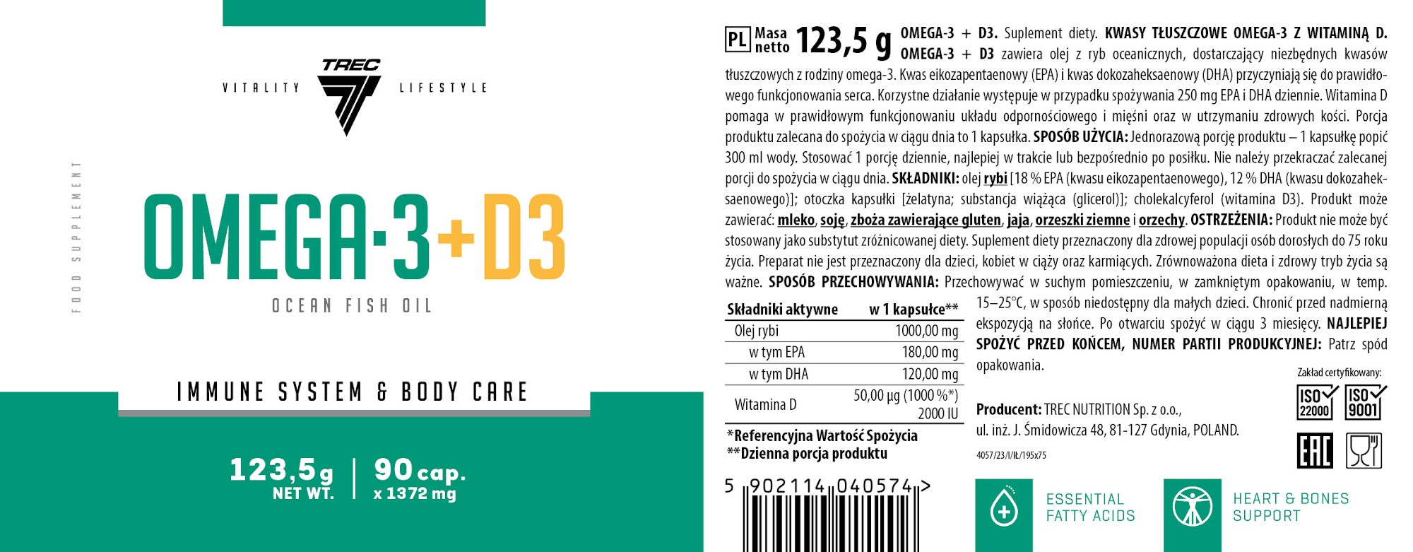 Trec Nutrition OMEGA-3 + D3 90caps