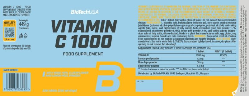 BioTech Vitamin C 1000 - 30 Tablets